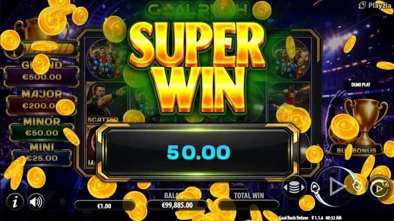 Goal Rush Deluxe - super-câștig final cu Grand Jackpot